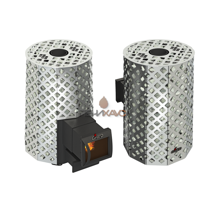 Дровяная печь для бани Grill’D Violet Steel Romb Long (Камень колотый 100 кг)