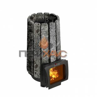 Дровяная банная печь Grill’D Cometa 180 Vega Short Window Max, Stone (Серпентинит) Pro
