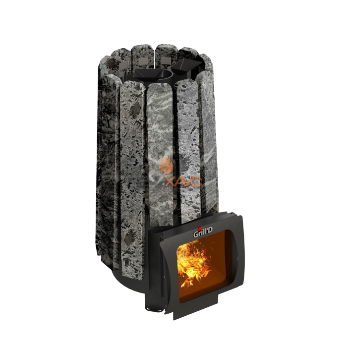 Дровяная банная печь Grill’D Cometa 180 Vega Short Window Max, Stone (Серпентинит) Pro