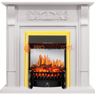 Каминокомплект Royal Flame Venice - Фактурный белый с очагом Fobos FX M Brass