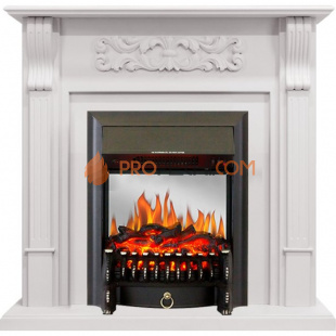 Каминокомплект Royal Flame Venice - Фактурный белый с очагом Fobos FX M Black