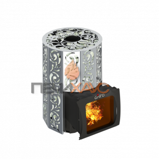 Дровяная банная печь Grill’D Violet Steel Short Window Max Pro (Камень колотый, 100 кг)