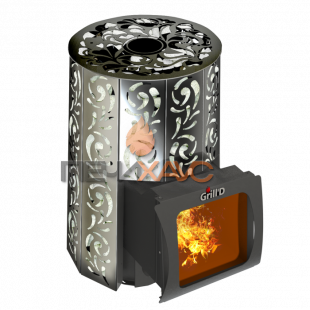 Дровяная банная печь Grill’D Violet Short Window Max Pro (Камень колотый, 100 кг)