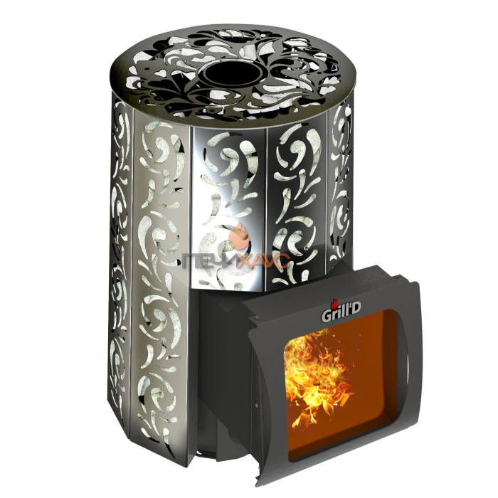 Дровяная банная печь Grill’D Violet Short Window Max Pro (Камень колотый, 100 кг)