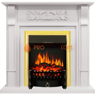 Каминокомплект Royal Flame Venice - Фактурный белый с очагом Fobos FX Brass