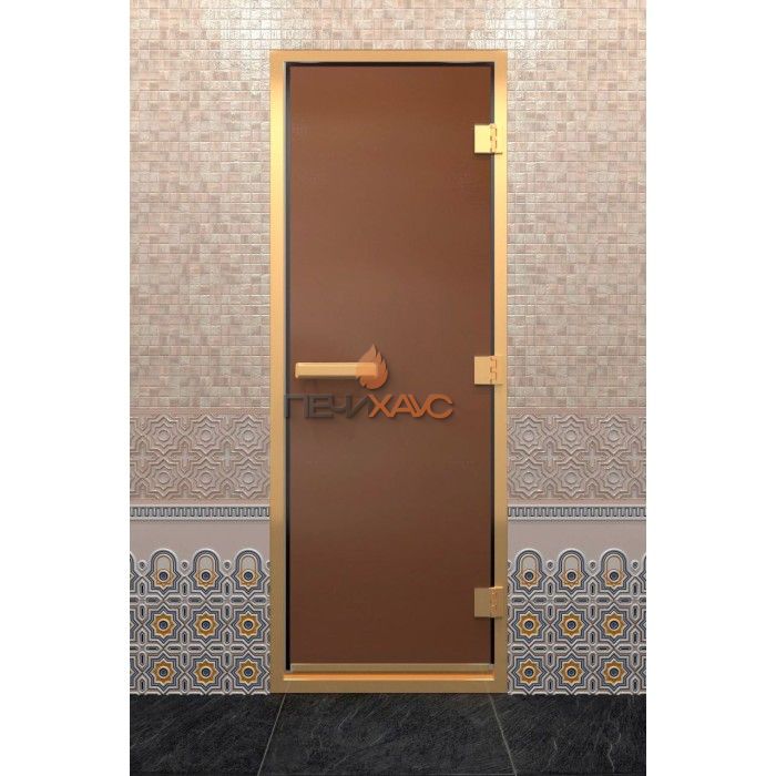 Дверь для хамама DoorWood Золотой профиль Бронза матовая, 2000х800 мм