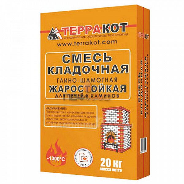 Смесь сухая кладочная глино-шамотная 20 кг.