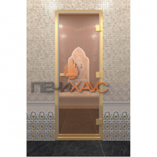 Дверь для хамама DoorWood Золотой профиль Бронза, 2100х900 мм
