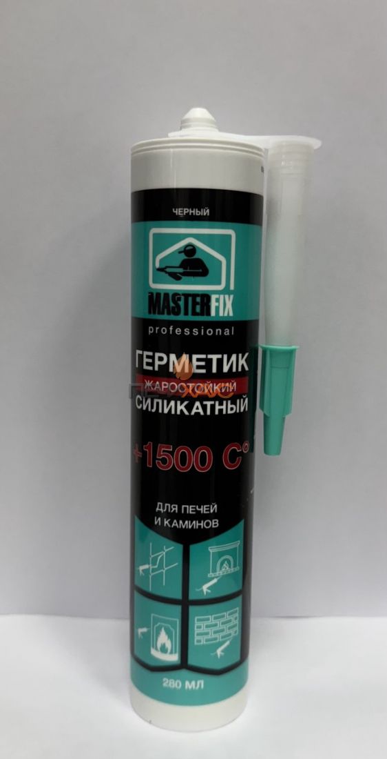 Герметик Masterfix professional жаростойкий силикатный для печей и каминов черный +1500 С 280 мл