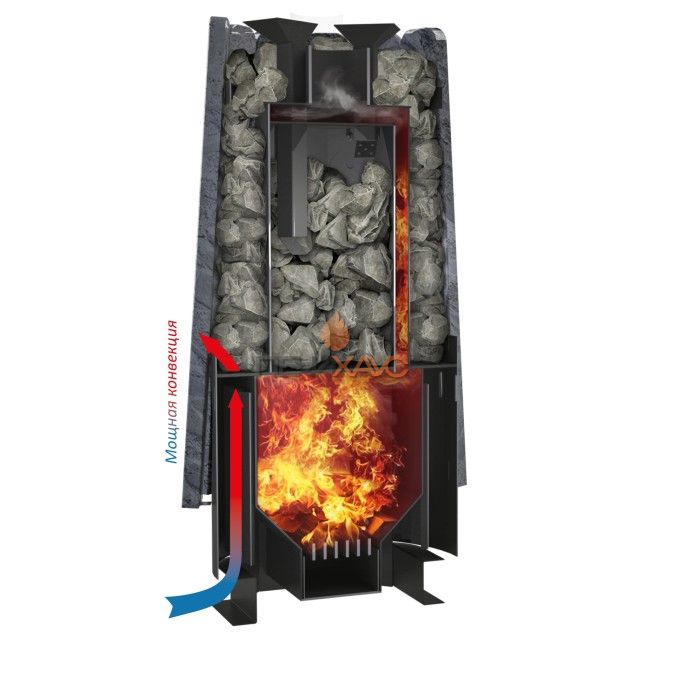 Дровяная печь для бани Grill’D Cometa 180 Vega Long, Stone (Серпентинит)