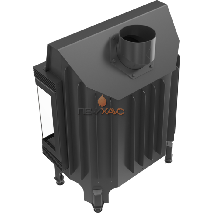 Каминная топка стальная Kratki Blanka 670/570/P/BS (угловое стекло справа) (12 кВт)