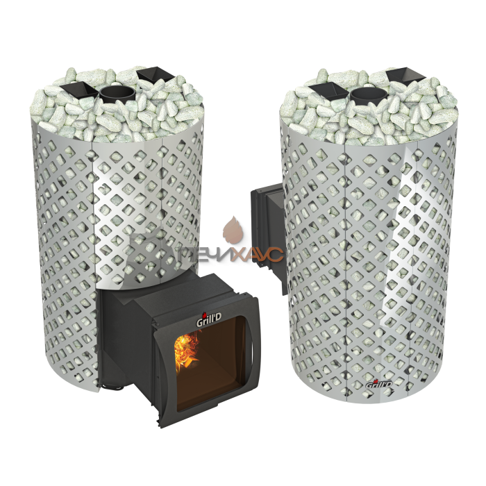Дровяная банная печь Grill’D Violet World Steel Romb Long Window Max Pro