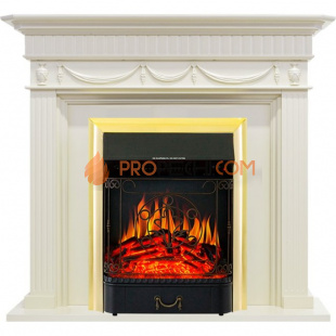 Каминокомплект Royal Flame Corfu - Слоновая кость с очагом Majestic FX Brass
