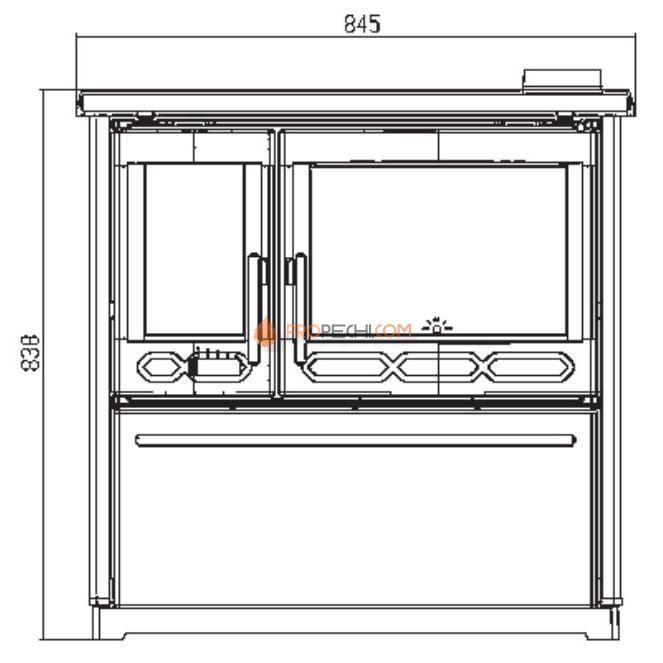 Плита Plamen 850 Glas кремовая, труба слева