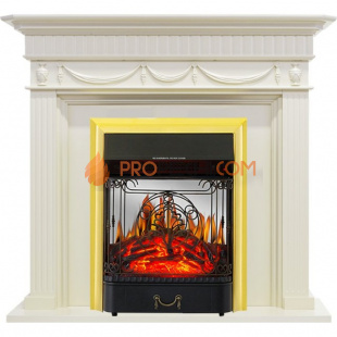 Каминокомплект Royal Flame Corfu - Слоновая кость с очагом Majestic FX M Brass