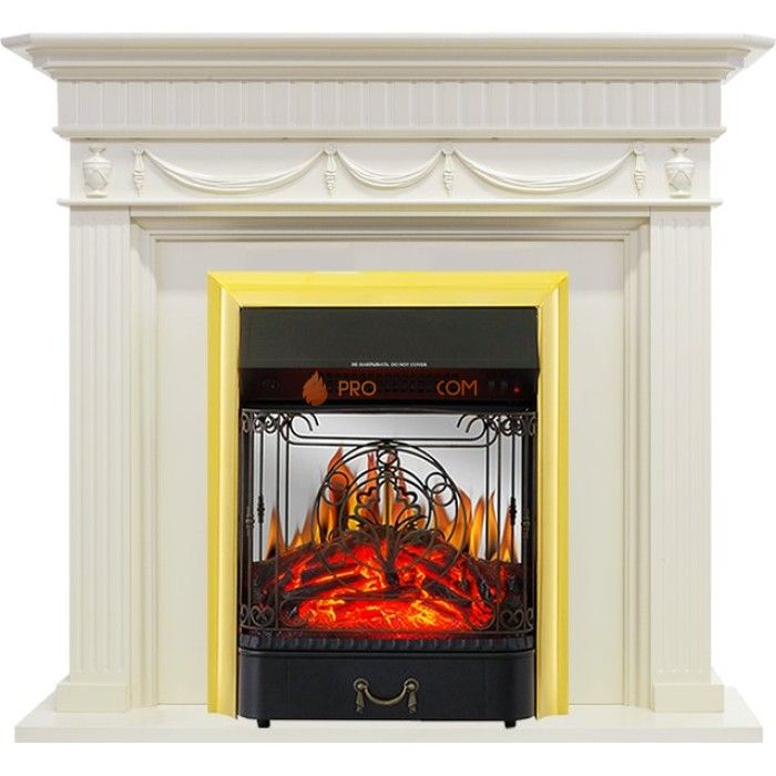 Каминокомплект Royal Flame Corfu - Слоновая кость с очагом Majestic FX M Brass