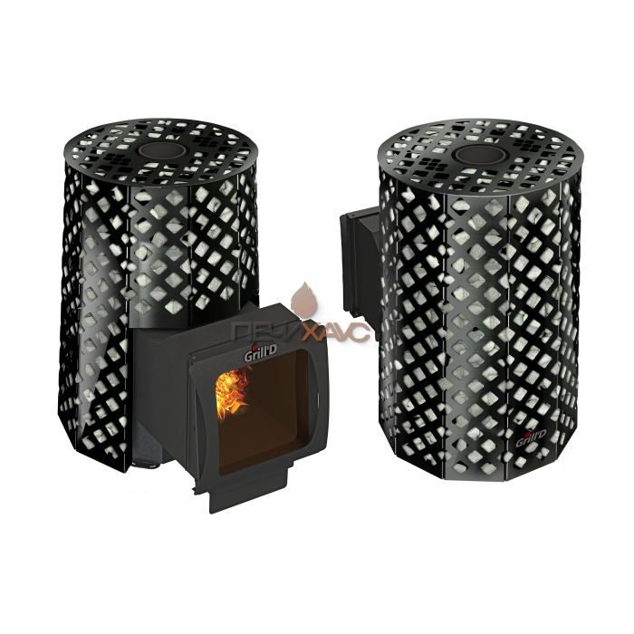 Дровяная печь для бани Grill’D Violet Romb Long Window Max (Камень колотый 100 кг)