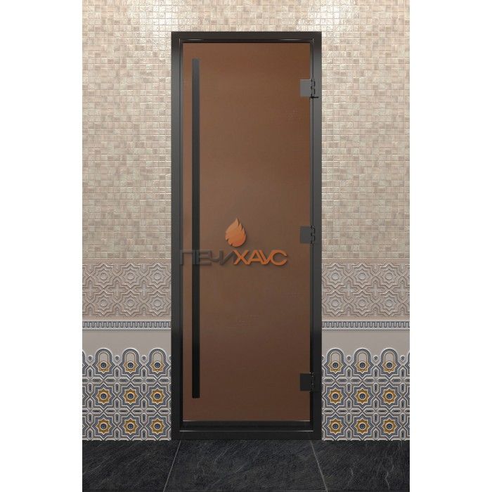 Дверь для хамама DoorWood Престиж Черный профиль Бронза матовая, 2000х800 мм