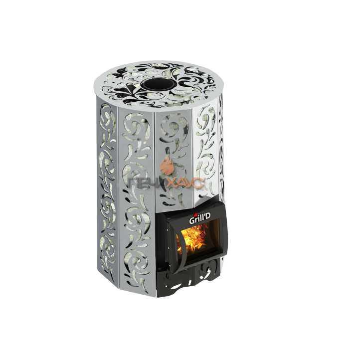 Дровяная печь для бани Grill’D Violet Steel Short (Камень колотый 100 кг)