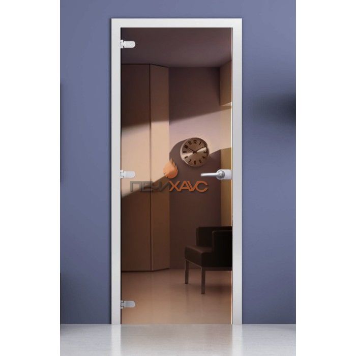 Стеклянная межкомнатная дверь DoorWood зеркальная (Темная Бронза), 2000х800 мм