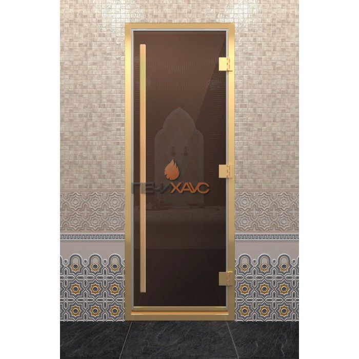 Дверь для хамама DoorWood Престиж Золотой профиль Бронза, 2000х700 мм