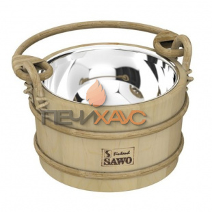 Ведро деревянное SAWO 341-MP (3 литра, со вставкой из нержавейки)