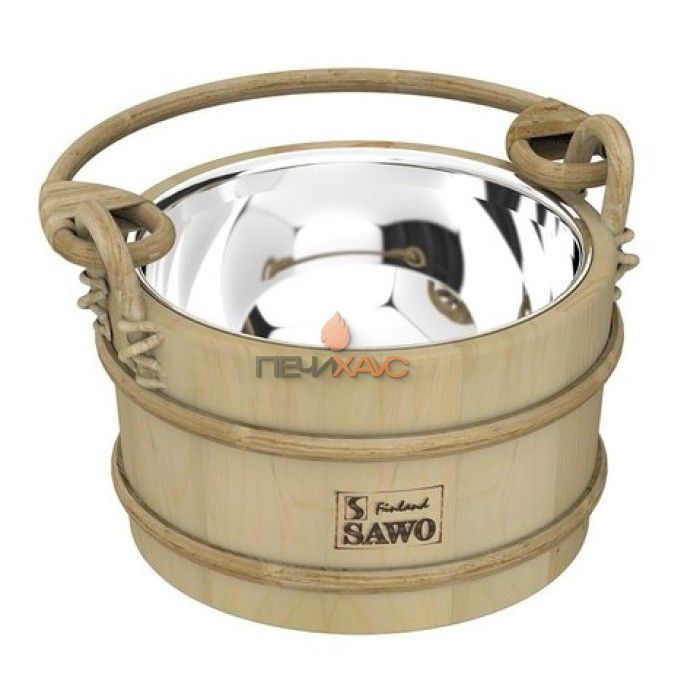 Ведро деревянное SAWO 341-MP (3 литра, со вставкой из нержавейки)
