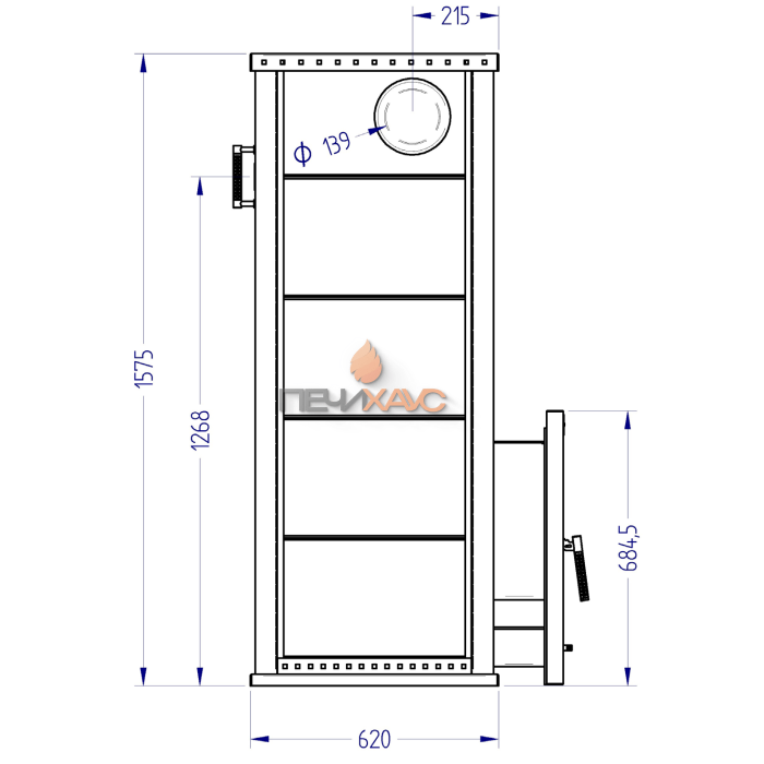 Газовая печь для бани Klover RT 35-RV 310S ( Талькомагнезит Скала, прямые углы )