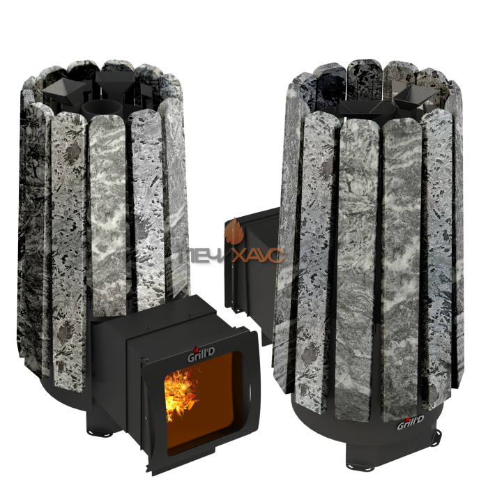 Дровяная банная печь Grill’D Cometa 180 Vega Long Window Max, Stone (Серпентинит) Pro