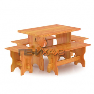 Комплект мебели BentWood (стол, скамейки из лиственницы) - 6 чел.