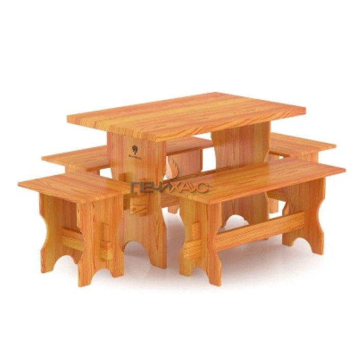 Комплект мебели BentWood (стол, скамейки из лиственницы) - 4 чел.
