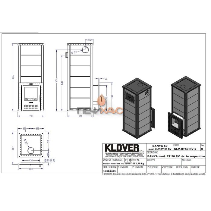 Дровяная печь для бани Klover RT 50-RV ( Жадеит 30 мм )