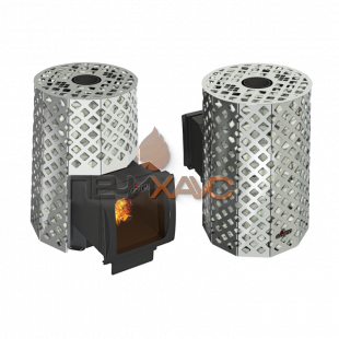 Дровяная банная печь Grill’D Violet Steel Romb Long Window Max Pro (Камень колотый, 100 кг)