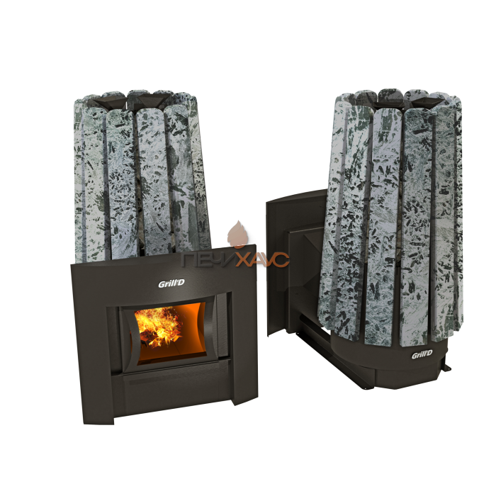 Дровяная банная печь Grill’D Cometa 180 Vega Window, Stone (Серпентинит) Pro