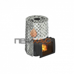 Дровяная печь для бани Grill’D Violet Steel Romb Short Window Max (Камень колотый 100 кг)