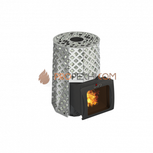 Дровяная банная печь Grill’D Violet Steel Romb Short Window Max Pro (Камень колотый, 100 кг)