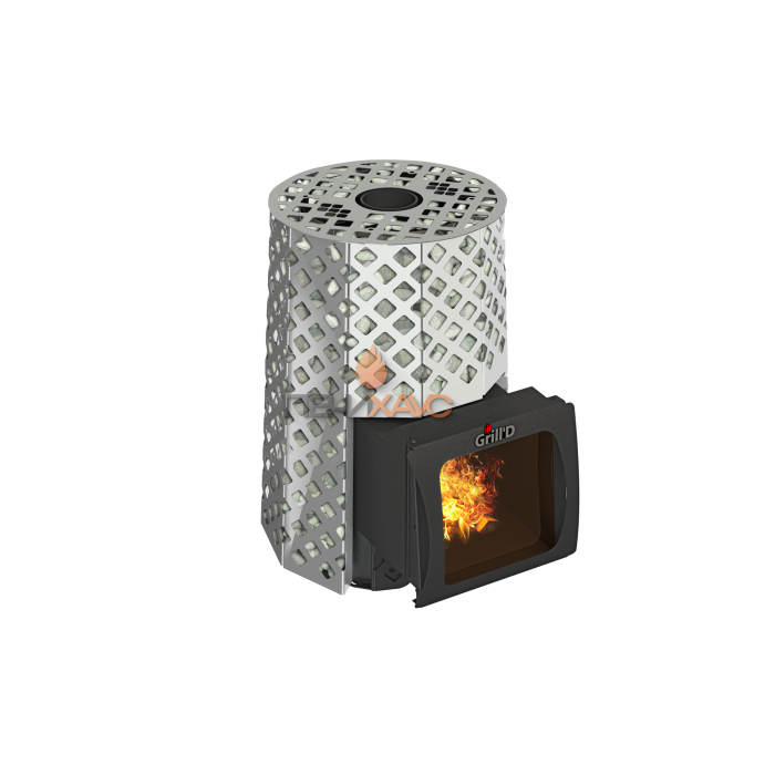 Дровяная банная печь Grill’D Violet Steel Romb Short Window Max Pro (Камень колотый, 100 кг)